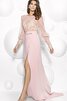 Chiffon vorne geschlitztes Perlenbesetztes langes extravagantes Ballkleid mit Gürtel - 1