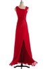 Abito da Damigella moda Spacco Anteriore con Applique in Chiffon A-Line con Increspato - 7