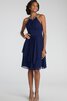 Chiffon Juwel Ausschnitt kurzes Brautjungfernkleid mit Perlen - 16