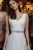 Robe de mariée naturel plissé gaine en chiffon de col en v - 4