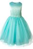 Tüll plissiertes niedrige Taille knöchellanges wadenlanges Blumenmädchenkleid aus Satin - 1