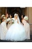 Robe de mariée naturel textile en tulle avec perle col en forme de cœur de traîne courte - 5