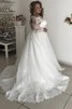 Robe de mariée avec nœud à boucles noble avec manche longue grandiose longue - 3