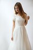 Abito da Sposa A-Line Elegante con Fusciacca Semplice Spazzola Treno con Applique - 5