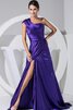 Gerüschtes vorne geschlitztes bodenlanges Abendkleid mit Spaghettiträger - 1