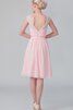 Robe demoiselle d'honneur avec manche courte ruché ligne a de col en v fermeutre eclair - 2