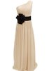 Robe demoiselle d'honneur naturel a-ligne fermeutre eclair en chiffon d'épaule asymétrique - 13