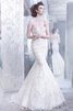 Abito da Sposa Elegante Sirena con Fiore in Tulle Cuore Senza Maniche - 2