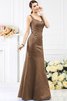 Empire Taille Satin Ärmelloses Bodenlanges Brautjungfernkleid mit Reißverschluss - 2