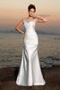 Robe de mariée longue en plage manche nulle en satin de traîne courte - 1