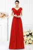Chiffon Prinzessin Bodenlanges Brautjungfernkleid mit Kurzen Ärmeln mit Drapierung - 23
