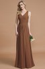 Prinzessin Normale Taille Bodenlanges Brautjungfernkleid aus Chiffon mit V-Ausschnitt - 9