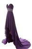Abito da Damigella Cuore con Perline A-Line Asimmetrici Cerniera in Chiffon - 3