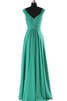 Robe demoiselle d'honneur naturel entrecroisé manche nulle avec chiffon avec perle - 3