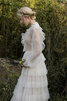 Klassisches Umwerfend a linie Mehrschichtiges Brautkleid mit Perlen - 3