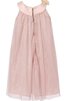 Robe de cortège enfant naturel manche nulle avec fleurs en tulle en satin - 2