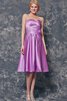 Robe demoiselle d'honneur moderne avec sans manches de longueur à genou avec fleurs en satin - 1
