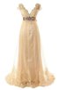V-Ausschnitt Funkelnd Kurze Ärmeln Prinzessin Romantisches Brautkleid - 1
