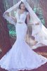 Meerjungfrau Stil Langärmeliges Normale Taille Brautkleid mit Bordüre mit Herz-Ausschnitt - 1
