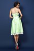 Elastischer Gewebter Satin Reißverschluss A-Linie Mini Brautjungfernkleid ohne Träger - 2
