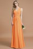 Prinzessin Normale Taille Bodenlanges Brautjungfernkleid aus Chiffon mit V-Ausschnitt - 25
