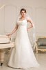 Abito da Sposa in Pizzo A-Line A Terra Allacciato con Perline Cappellino - 1