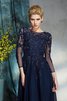 3 /4 Länge Ärmeln Normale Taille Bodenlanges Brautmutterkleid aus Chiffon mit Applike - 7
