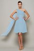 Robe demoiselle d'honneur naturel courte ligne a d'épaule asymétrique de princesse - 17