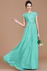 Robe demoiselle d'honneur naturel en chiffon a-ligne avec zip longueur au ras du sol - 20