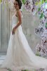 Abito da Sposa Allacciato A Terra Coda A Strascico Corto con Perline A-Line Cuore - 3