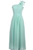 Abito da Damigella con Fiore in Chiffon Senza Maniche con Fiocco monospalla Alla Caviglia - 2