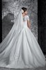 Robe de mariée longue de col en v de mode de bal decoration en fleur en tulle - 2