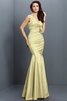 Vestido de Dama de Honor en Tafetán de Flores de Escote en V de Largo - 8