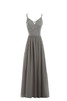 Chiffon natürliche Taile Perlenbesetztes formelles schlichtes Abendkleid mit Bordüre - 1