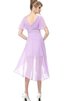 Robe de cocktail plissé avec chiffon avec zip de tour de ceinture en haute avec manche courte - 2