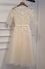 Schlussverkauf Satin Attraktives Cocktailkleid mit Gürtel mit Reißverschluss - 2