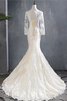 Abito da sposa allacciato splendente lunghi sirena a terra naturale - 6
