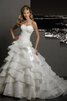 Robe de mariée naturel de traîne moyenne ligne a avec fleurs avec sans manches - 1
