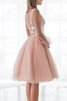 Abito da sposa attraente in tulle con fiore al ginocchio a-line v-scollo - 3