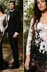 Robe de bal charmeuse de traîne courte appliques en dentelle v encolure - 3