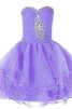 Robe de cortège enfant naturel brillant avec cristal col en forme de cœur avec lacets - 1