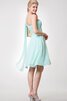 Vestido de Dama de Honor de Un sólo hombro de Flores de Plisado de Hasta la Rodilla - 4