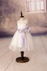 Robe de cortège enfant plissage de lotus textile en tulle avec ruban manche nulle - 2