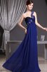 Ein Schulter gerüschtes Chiffon langes Abendkleid mit Blume - 2