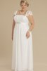 Perlenbesetztes A-Linie Beach Stil Empire Taille prächtiges Brautkleid mit Plissierungen - 1