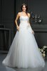Robe de mariée longue fermeutre eclair col en forme de cœur en organza avec perle - 2