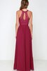Vestido de Dama de Honor de Encaje Adorno de Sin mangas de Espalda con ojo de cerradura - 7