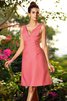 Robe demoiselle d'honneur plissage courte naturel avec fronce de col en v - 28