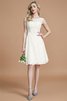 Robe demoiselle d'honneur de col bateau de princesse avec zip a-ligne manche nulle - 21
