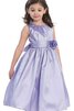Robe de cortège enfant plissage a-ligne manche nulle avec nœud à boucles avec fleurs - 2